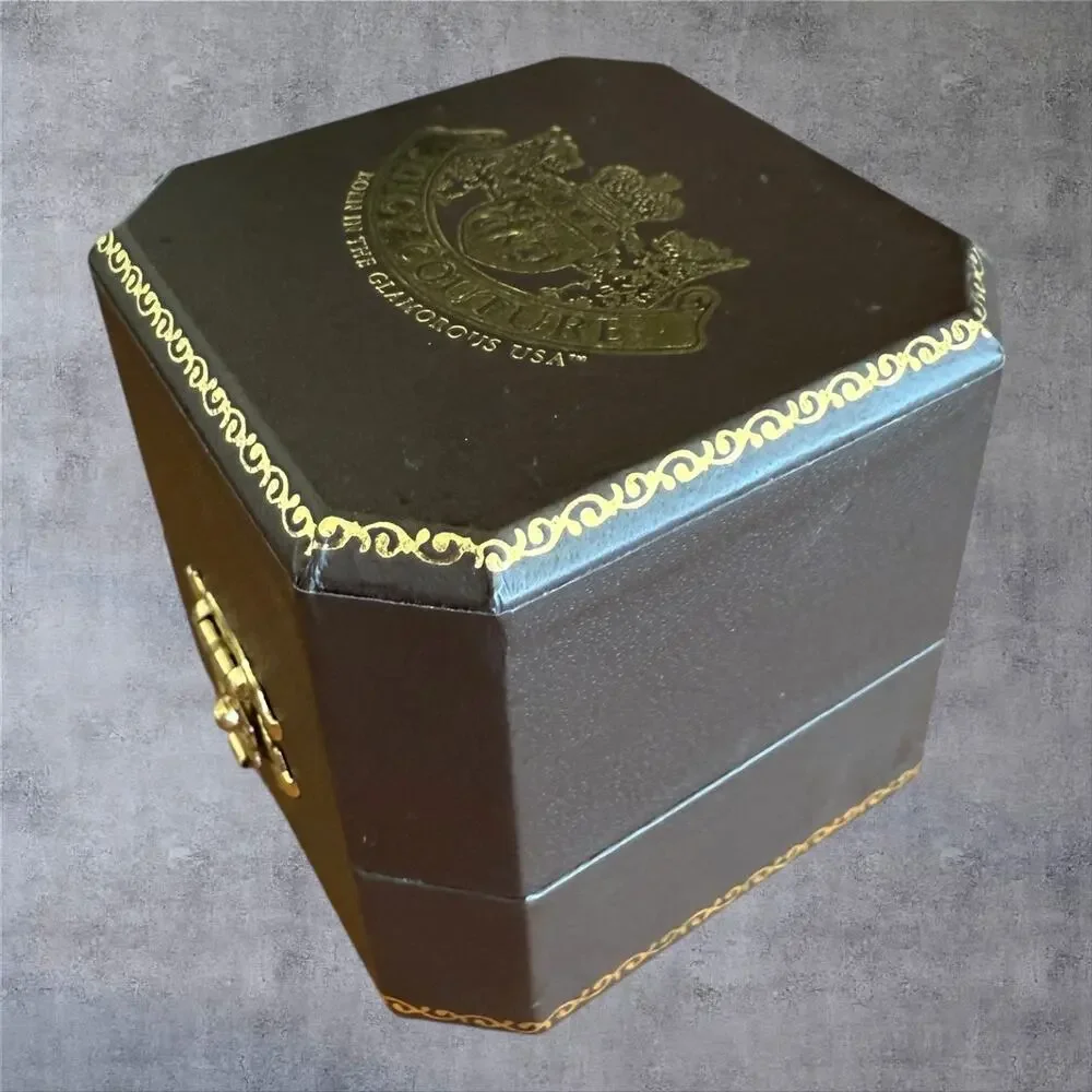 Juicy Couture Vtg Charm Box Brown Gold Crest Octagon Jewelry Case Y2K Nordstrom